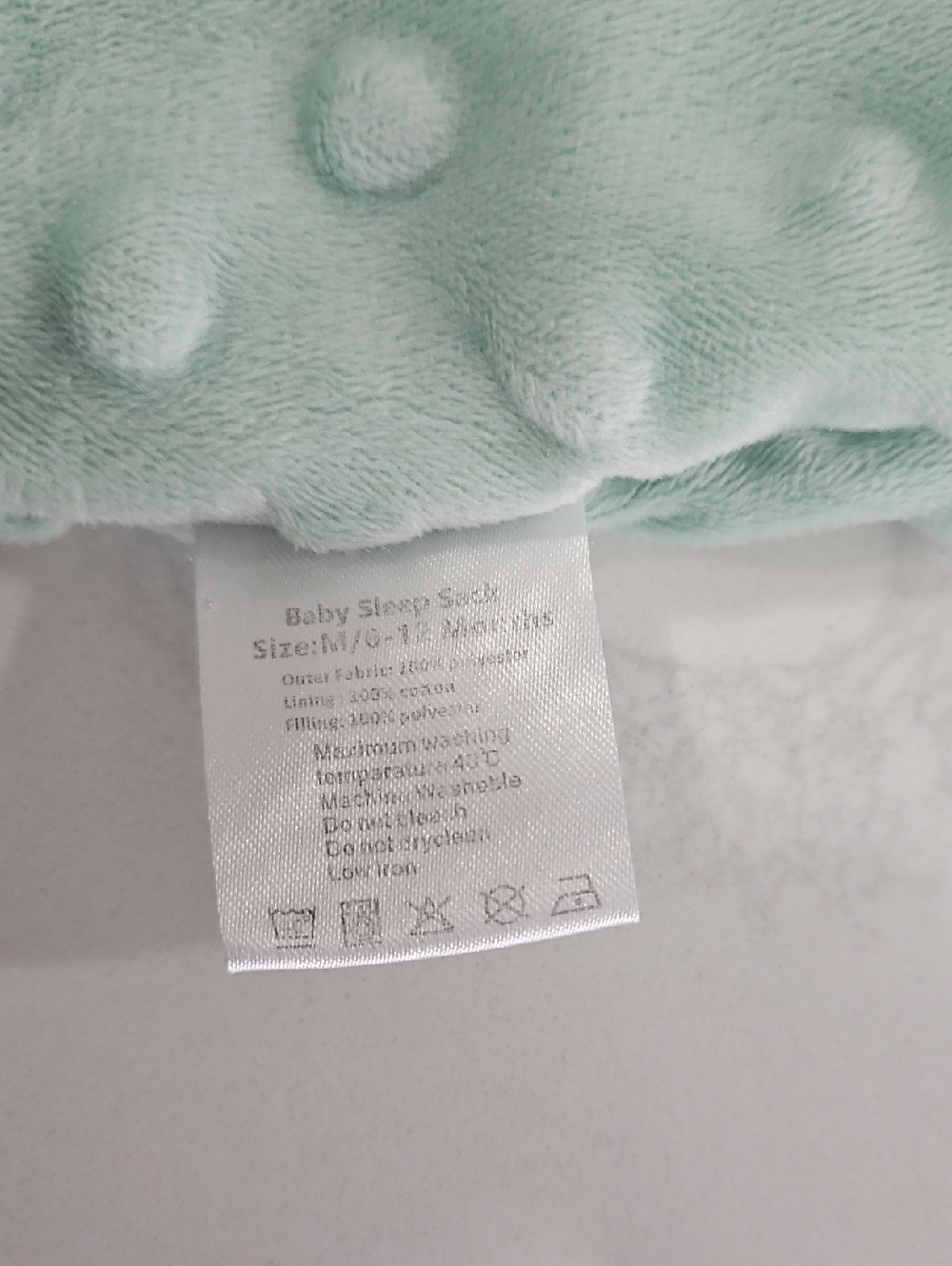 Mint Green Baby Sleep Sack - Zip Front Size 6-12 Months - Picture 2 of 6